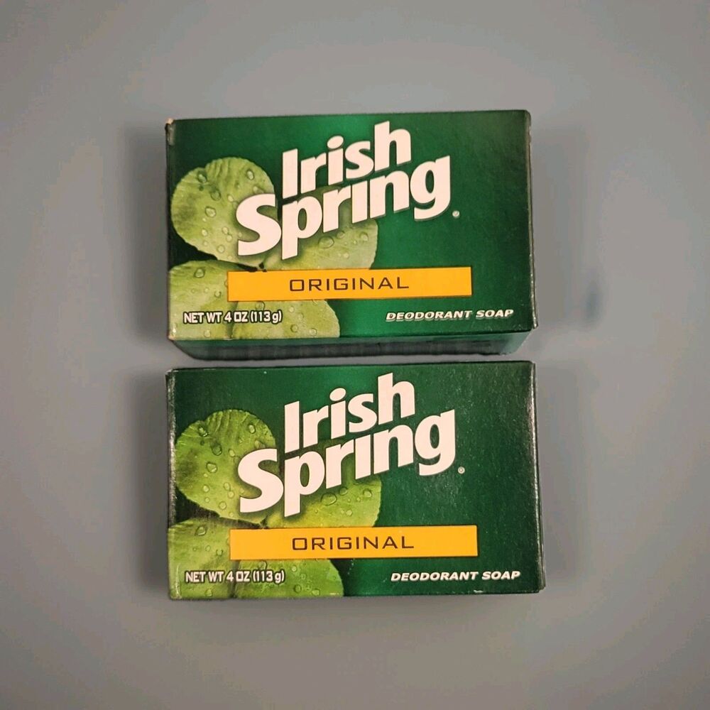 2 Original IRISH SPRING Deodorant Bar Soap 4 Oz Box 9923868 No Flaxseed Oil NOS